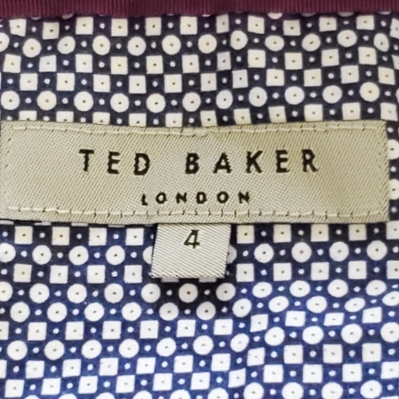 Ted Baker London Navy Geometric Print Shirt Size L (4) Long Sleeve Button Down - Picture 8 of 9